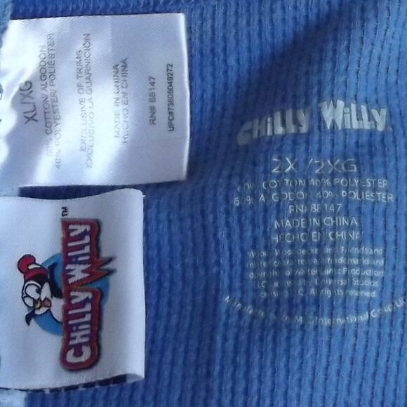 CHILLY WILLY Pajama set, 2X/XL, Waffle/Thermal, 2 pc, Blue, Pants/Top Drawstring - Picture 10 of 12